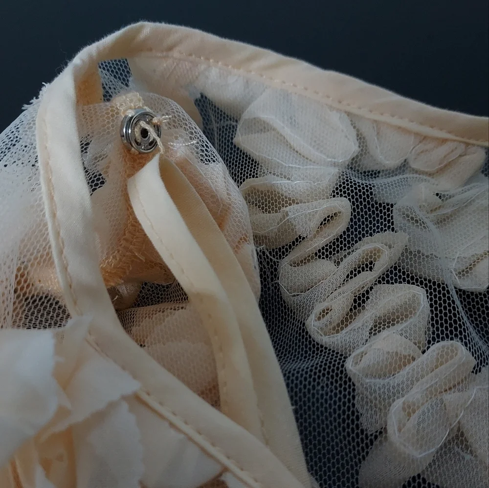 🍑 F21 peach 2 piece mesh ruffle dress junior's L women's M NWT - Picture 4 of 6